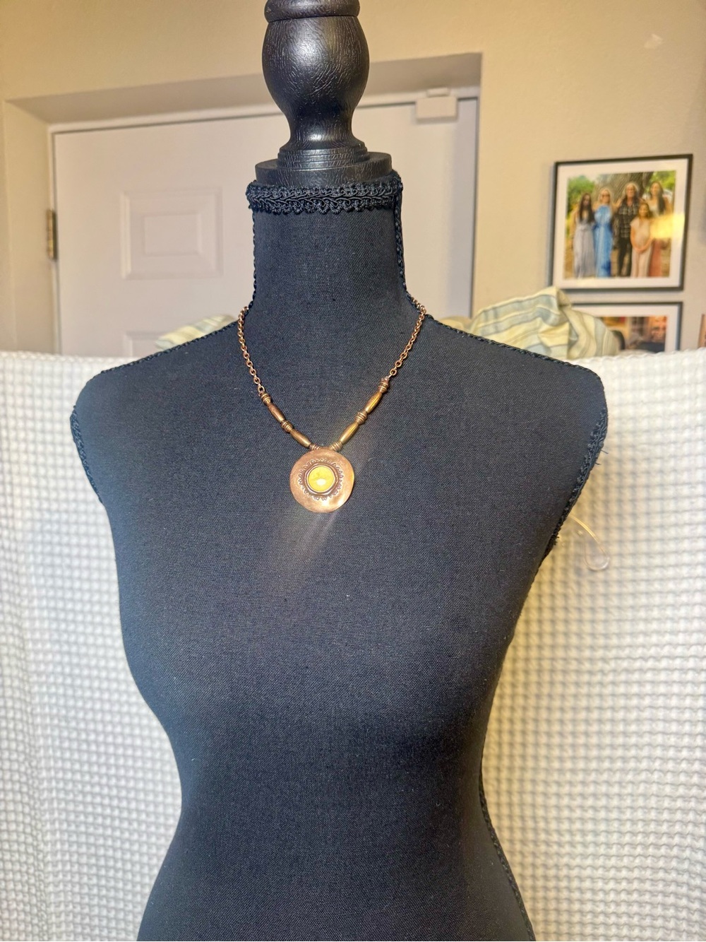 Grace Adele Bronze and Gold Circular Pendant Necklace
